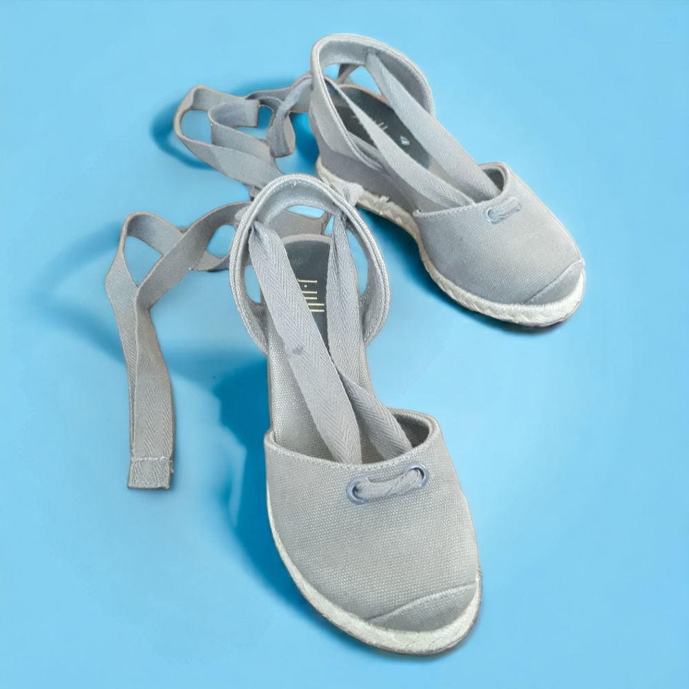 JJill 2'' Espadriles, size 6, olive khaki fabric